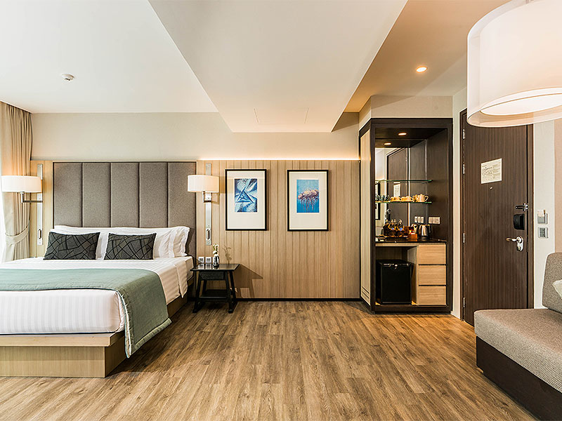 A bright contemporary room at My Beach Resort Phuket