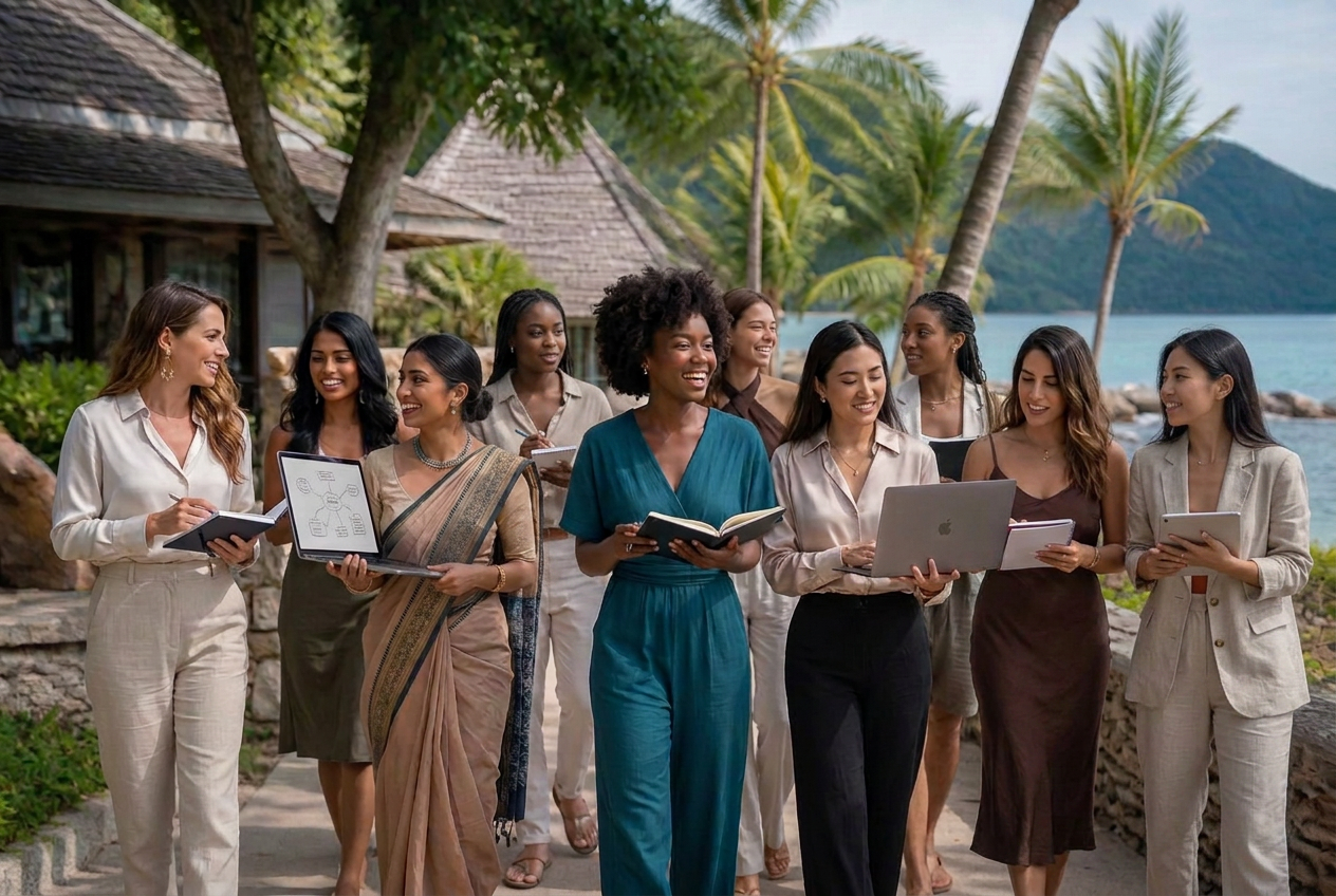 Outdoor mastermind setting at a premium resort