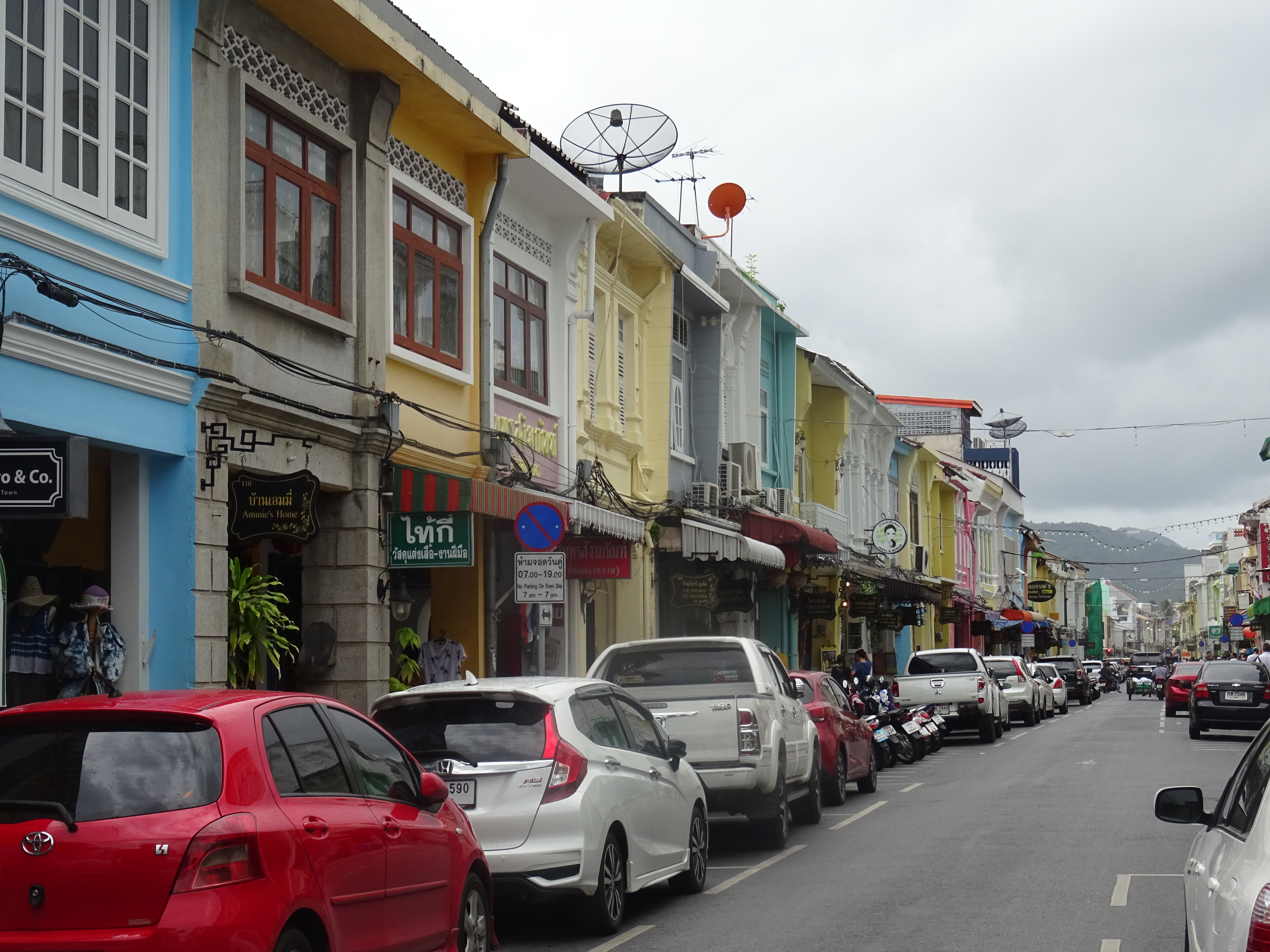 Thalang Road in Phuket Old Town with its colourful Sino-Portuguese shophouses